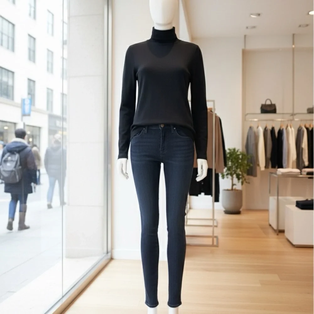 Liz Claiborne Black Long Sleeve Turtleneck Top - Picture 3 of 4